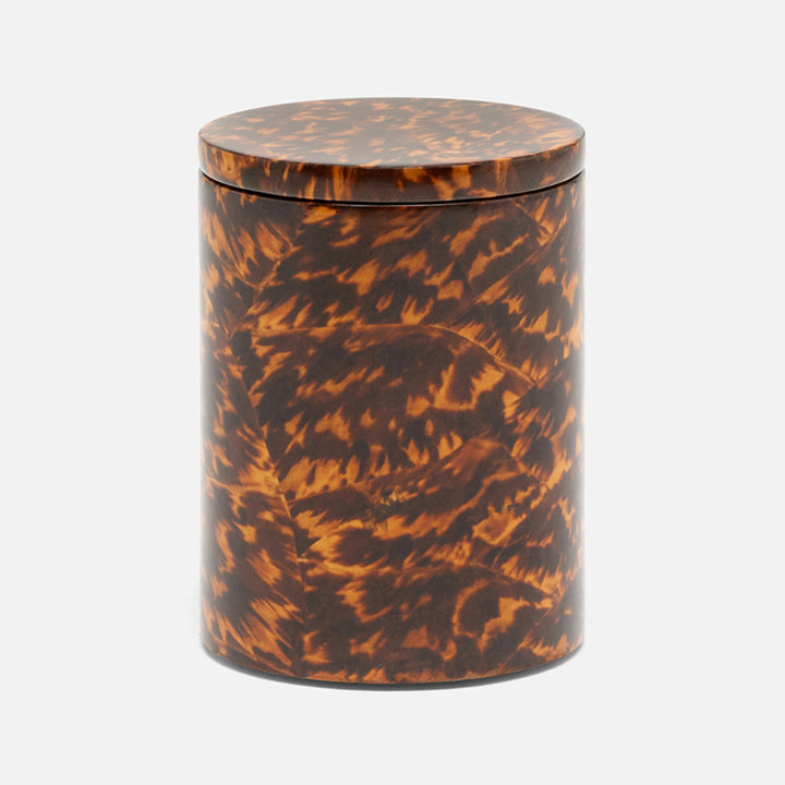 Carmel, High-Gloss, Canister, Round, Small, Faux Tortoise