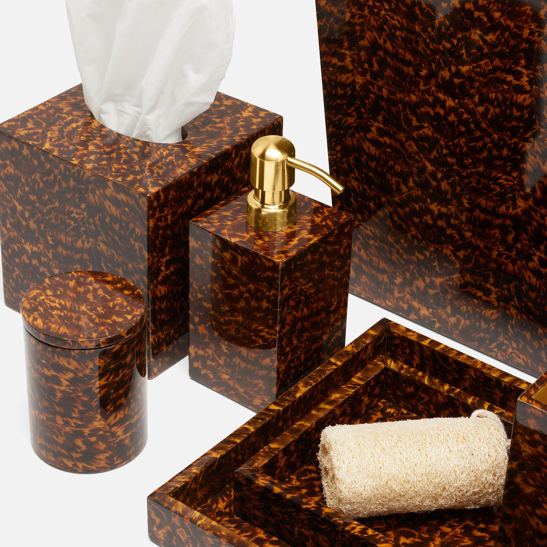 Carmel, High-Gloss, Soap Pump, Square Straight, Faux Tortoise
