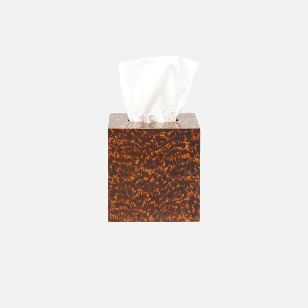Carmel, High-Gloss, Tissue Box, Square Straight, Faux Tortoise