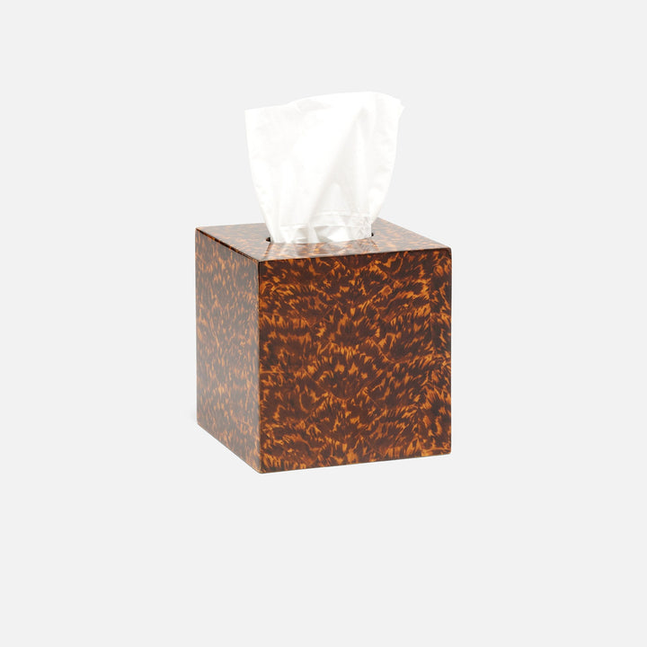 Carmel, High-Gloss, Tissue Box, Square Straight, Faux Tortoise