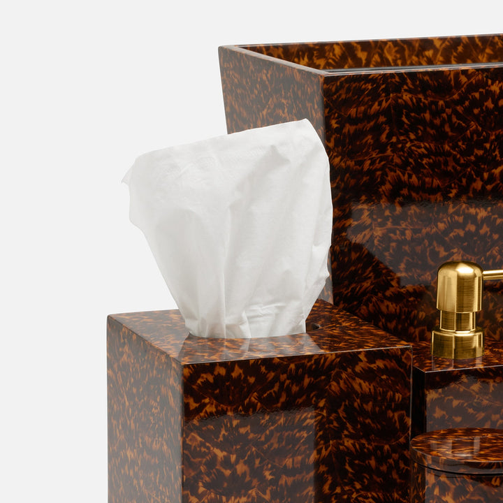 Carmel, High-Gloss, Tissue Box, Square Straight, Faux Tortoise