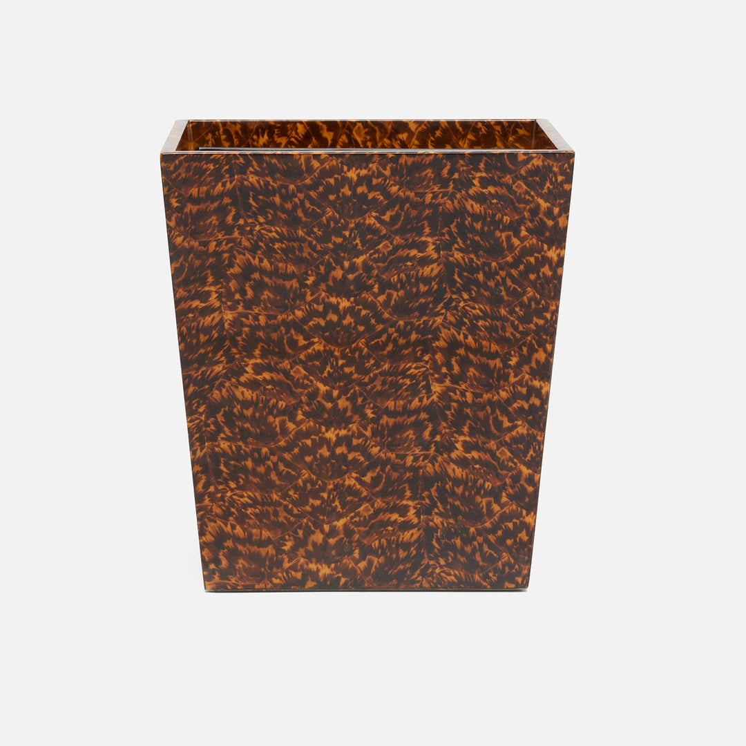 Carmel, High-Gloss, Wastebasket, Rectangular Tapered, Faux Tortoise