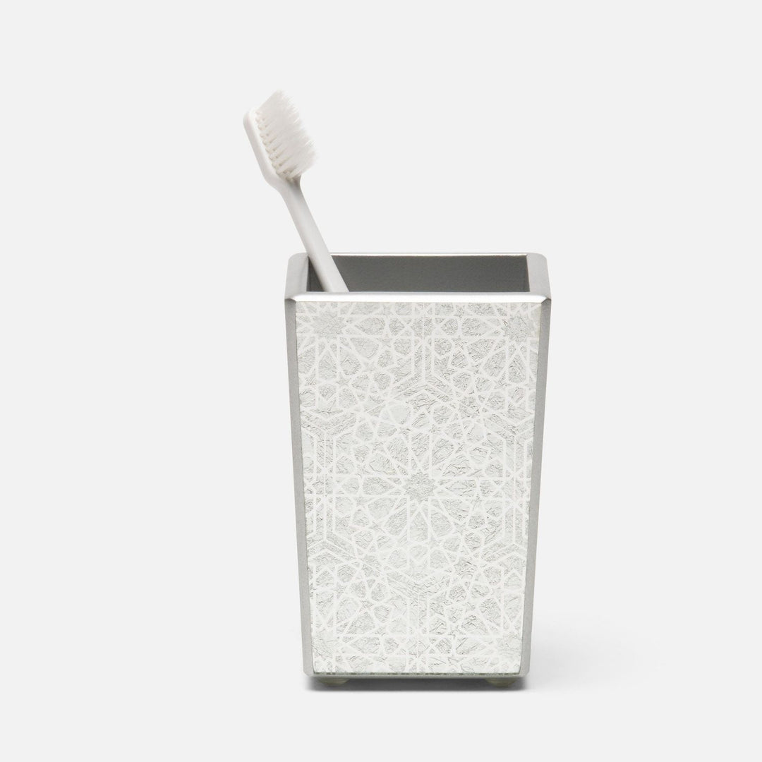 Caro, Silver Medallion, Brush Holder, Square Tapered, Painted Mirror
