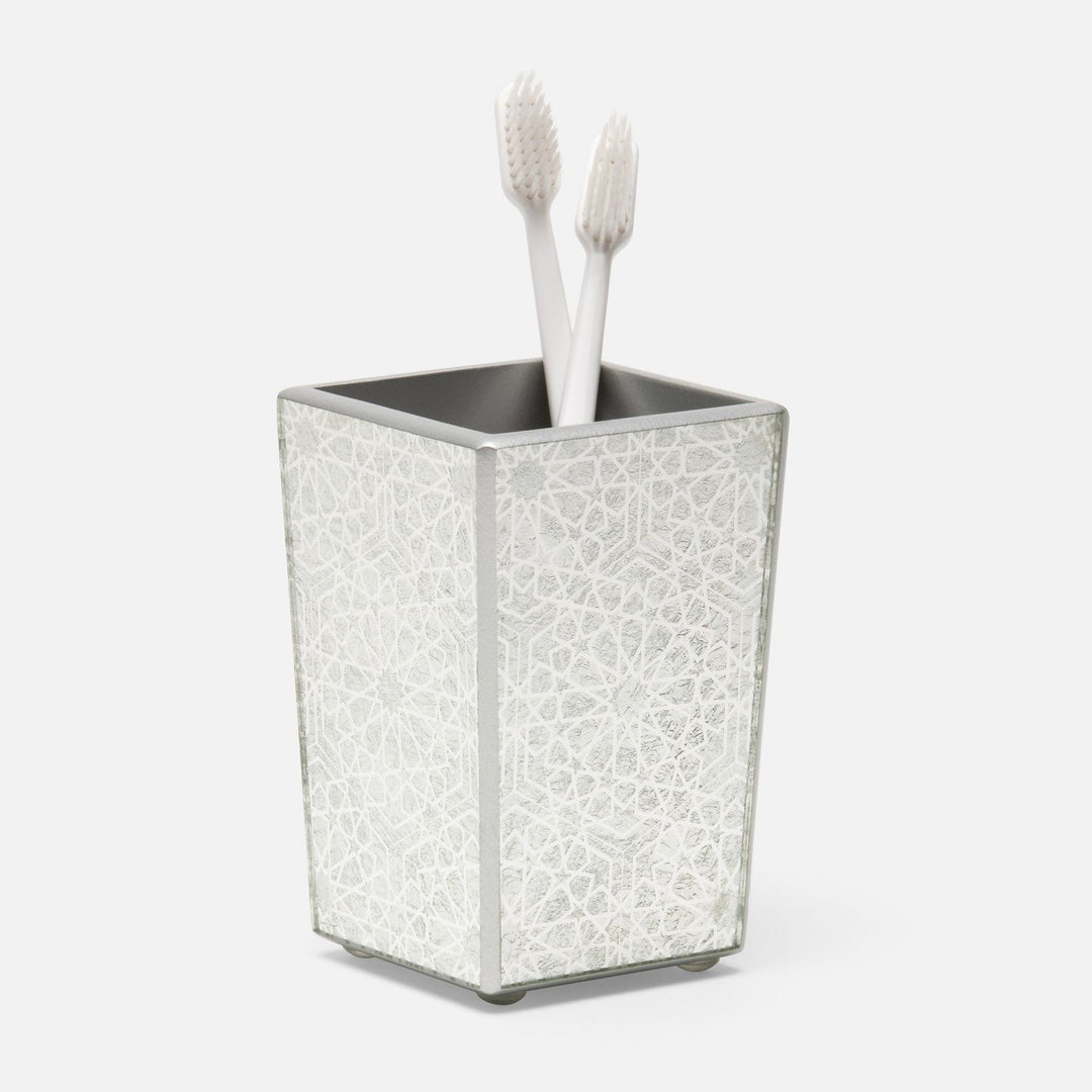 Caro, Silver Medallion, Brush Holder, Square Tapered, Painted Mirror