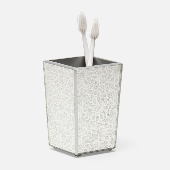 Caro, Silver Medallion, Brush Holder, Square Tapered, Painted Mirror