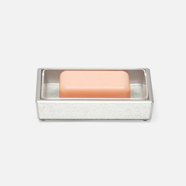 Caro, Silver Medallion, Soap Dish With Liner, Rectangular Straight, Painted Mirror