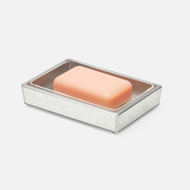 Caro, Silver Medallion, Soap Dish With Liner, Rectangular Straight, Painted Mirror