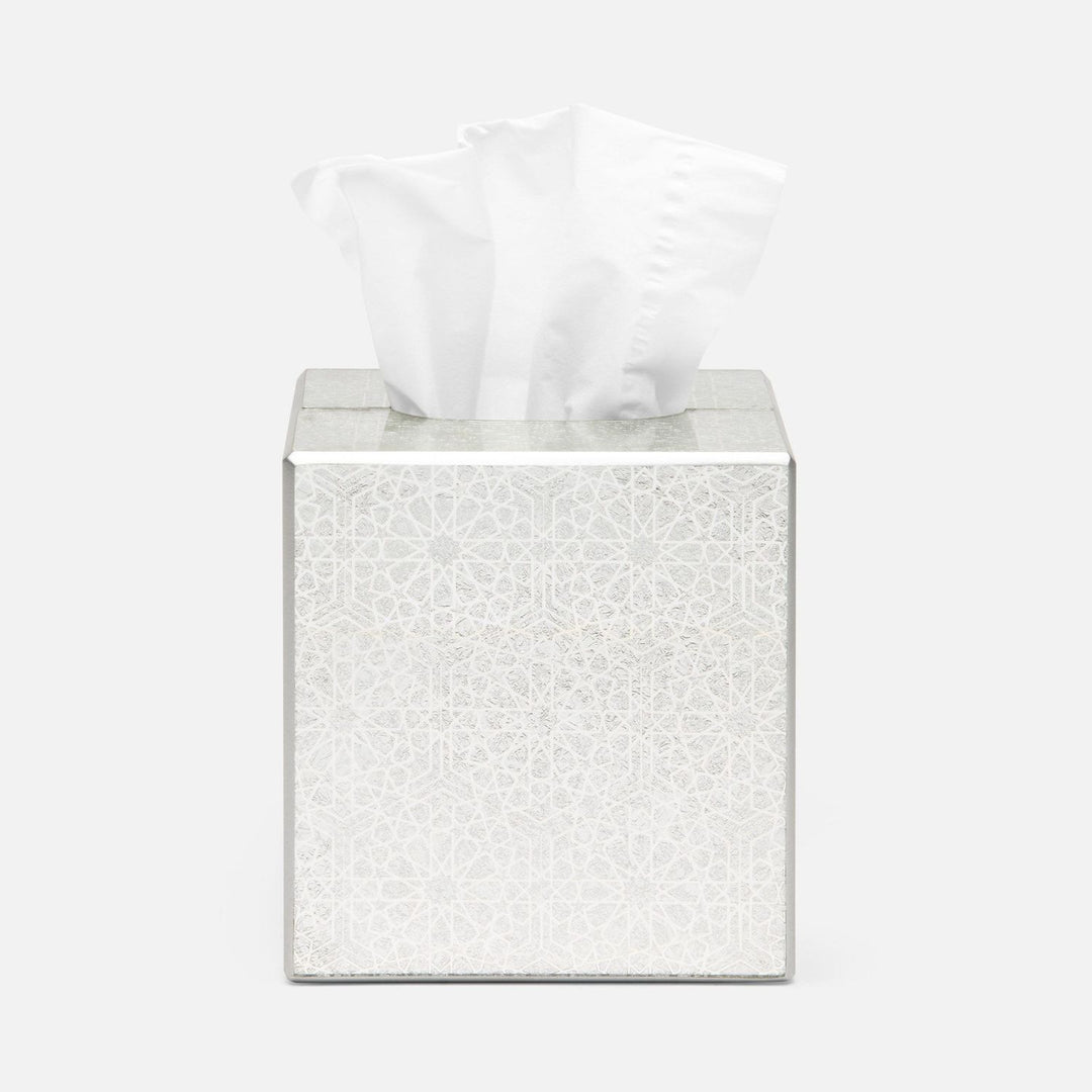 Caro, Silver Medallion, Tissue Box, Square Straight, Painted Mirror