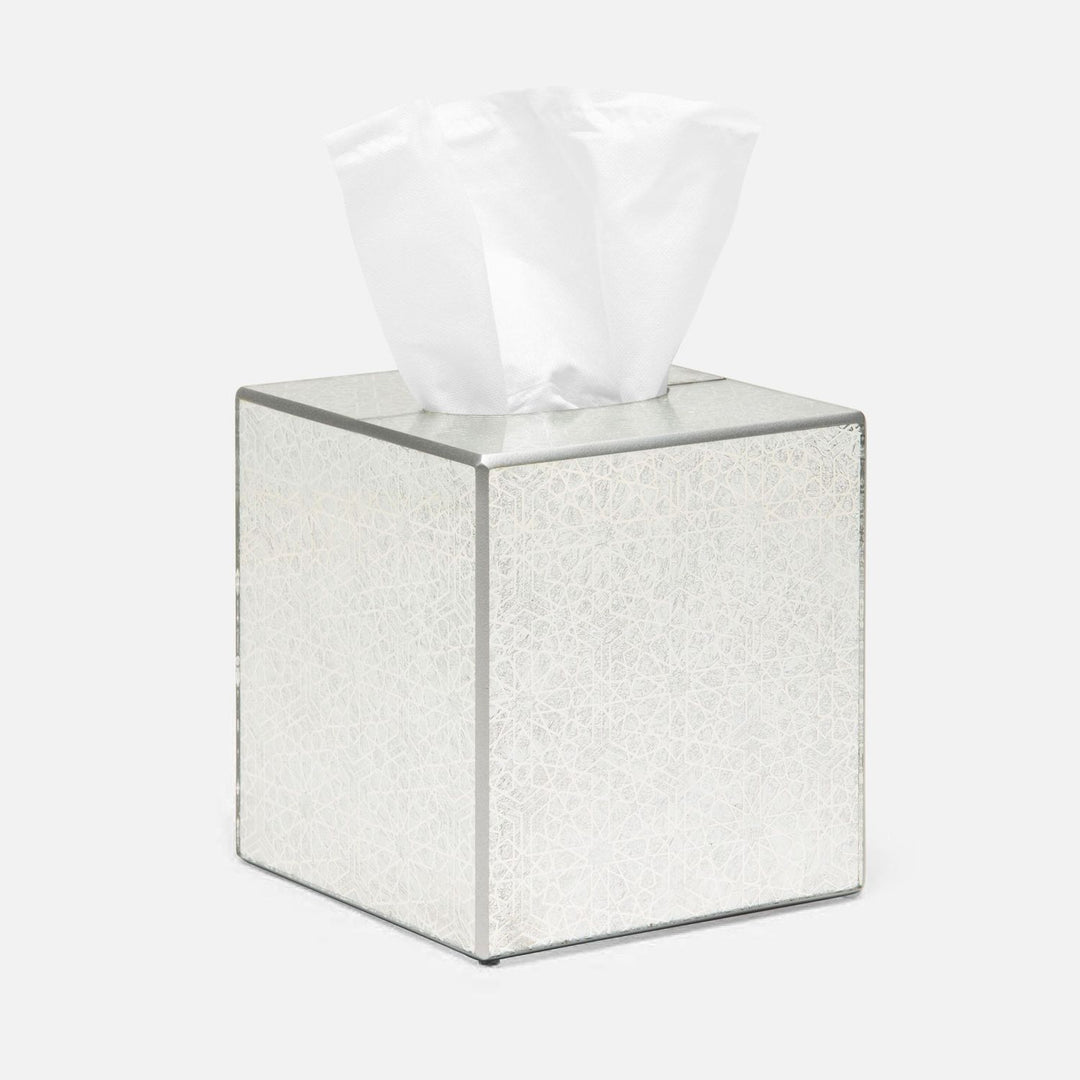 Caro, Silver Medallion, Tissue Box, Square Straight, Painted Mirror