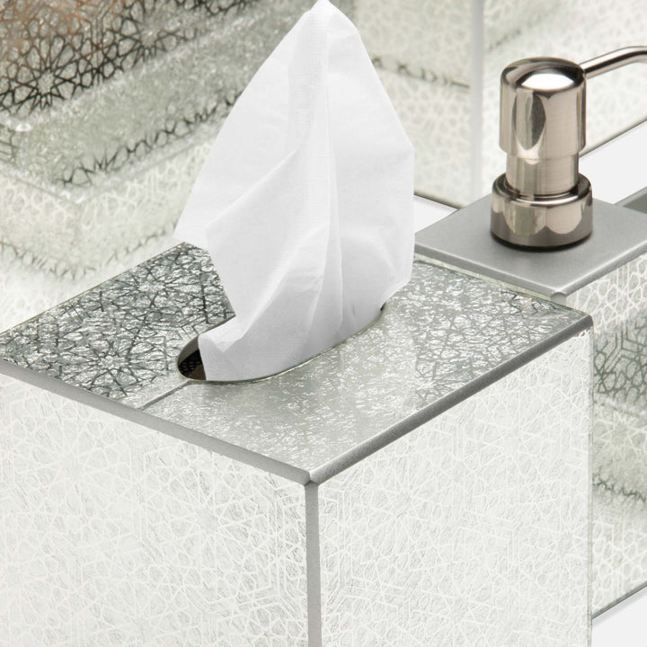 Caro, Silver Medallion, Tissue Box, Square Straight, Painted Mirror