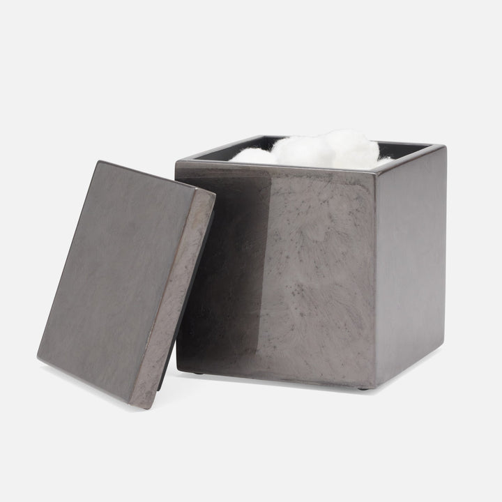 Charlotte, Pewter, Canister, Square Straight, Burl Resin