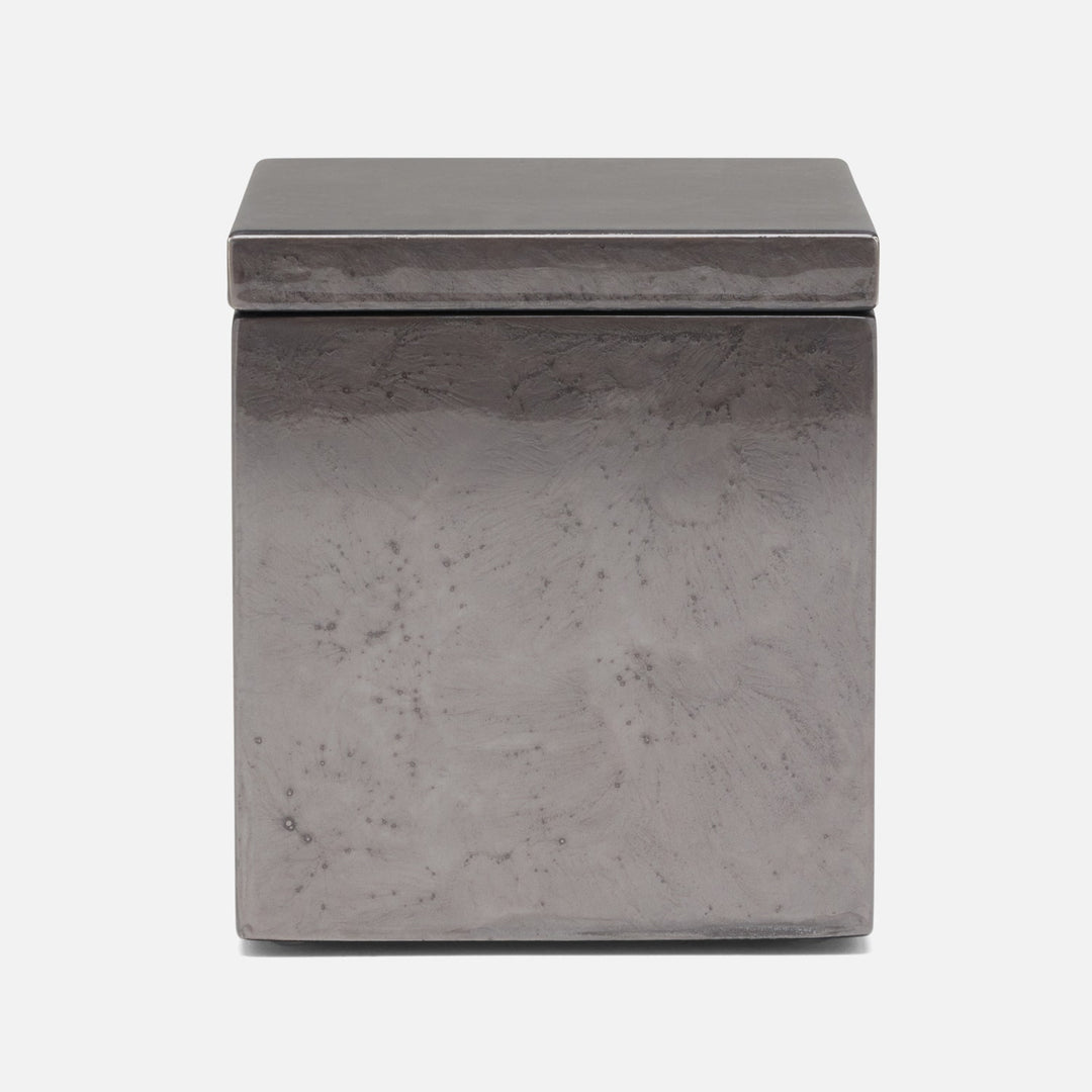 Charlotte, Pewter, Canister, Square Straight, Burl Resin