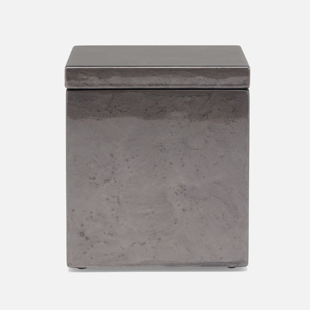 Charlotte, Pewter, Canister, Square Straight, Burl Resin