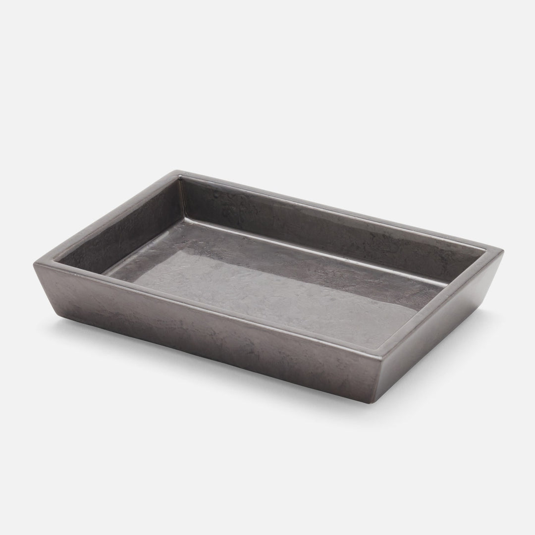 Charlotte, Pewter, Soap Dish, Rectangular Tapered, Burl Resin