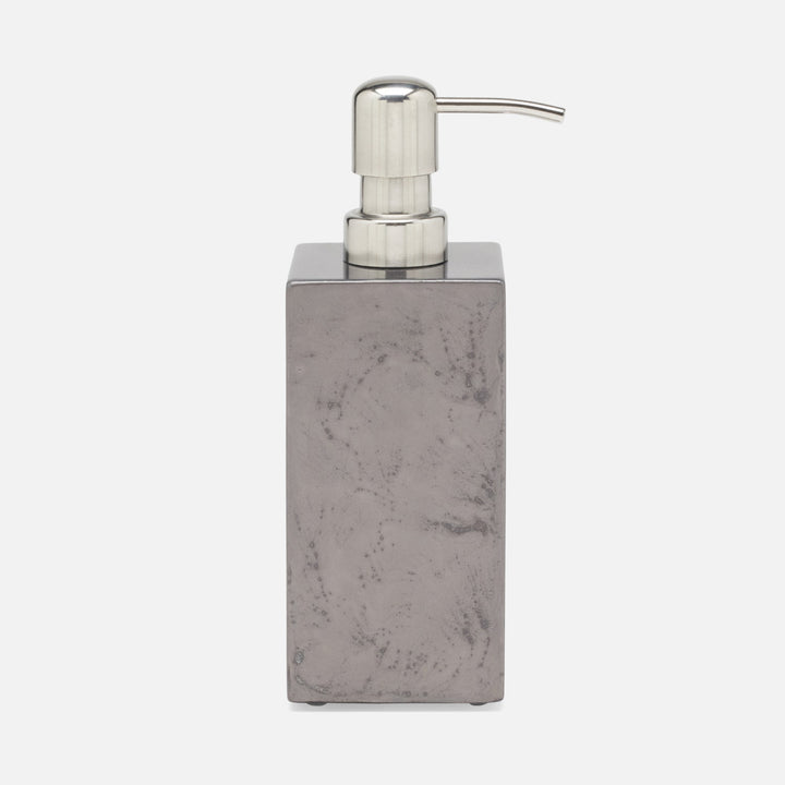 Charlotte, Pewter, Soap Pump, Square Straight, Burl Resin