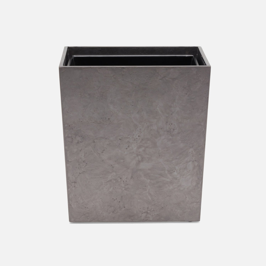 Charlotte, Pewter, Wastebasket, Rectangular Tapered, Burl Resin