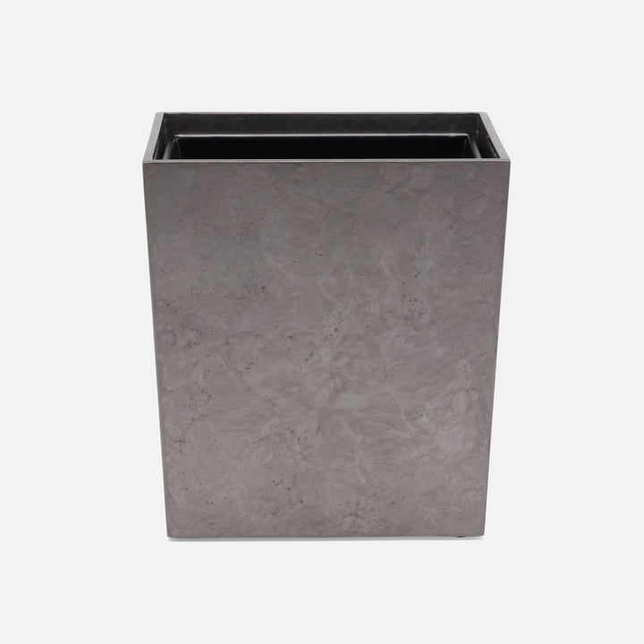 Charlotte, Pewter, Wastebasket, Rectangular Tapered, Burl Resin