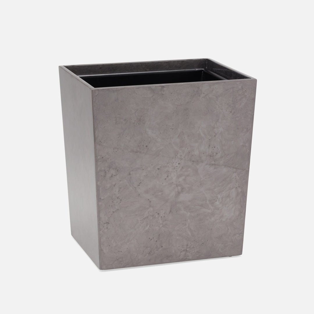 Charlotte, Pewter, Wastebasket, Rectangular Tapered, Burl Resin