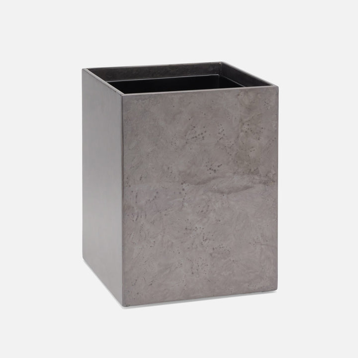 Charlotte, Pewter, Wastebasket, Square Straight, Burl Resin