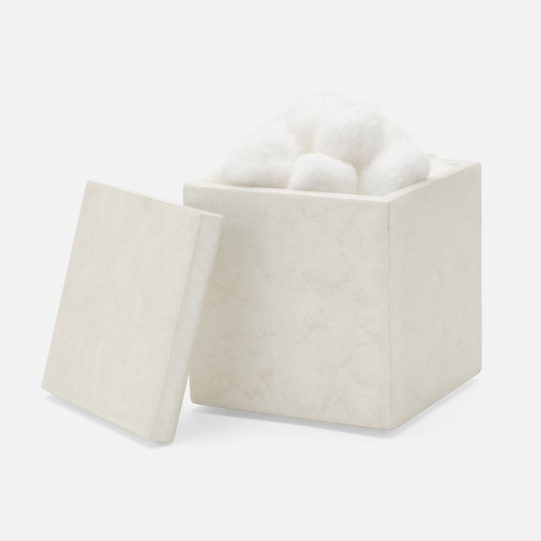 Charlotte, White, Canister, Square Straight, Burl Resin