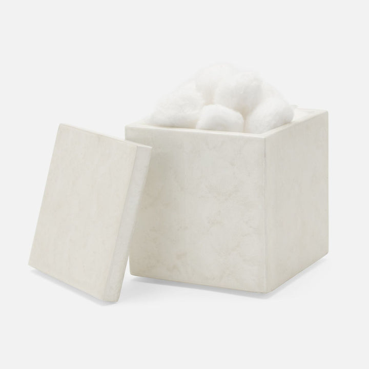 Charlotte, White, Canister, Square Straight, Burl Resin
