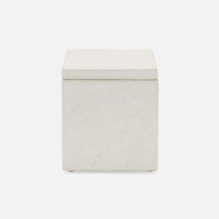 Charlotte, White, Canister, Square Straight, Burl Resin