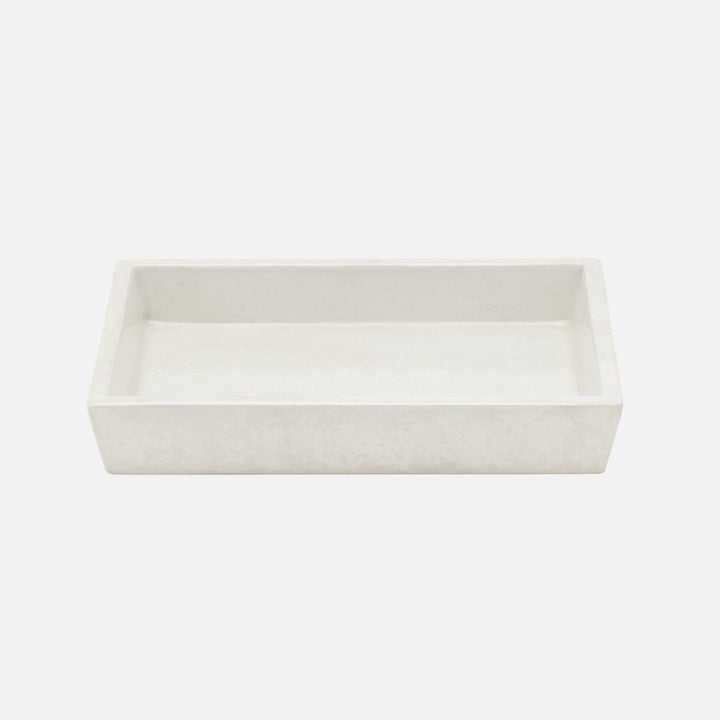 Charlotte, White, Soap Dish, Rectangular Tapered, Burl Resin
