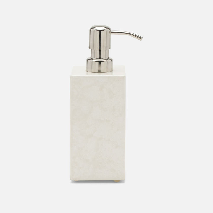 Charlotte, White, Soap Pump, Square Straight, Burl Resin