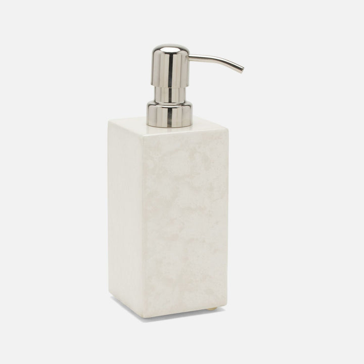 Charlotte, White, Soap Pump, Square Straight, Burl Resin