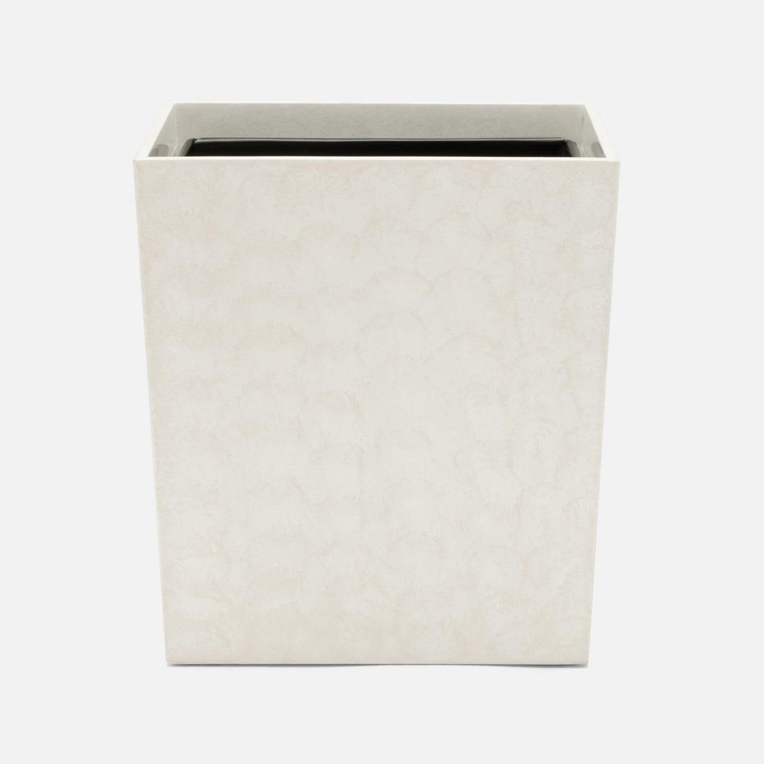 Charlotte, White, Wastebasket, Rectangular Tapered, Burl Resin