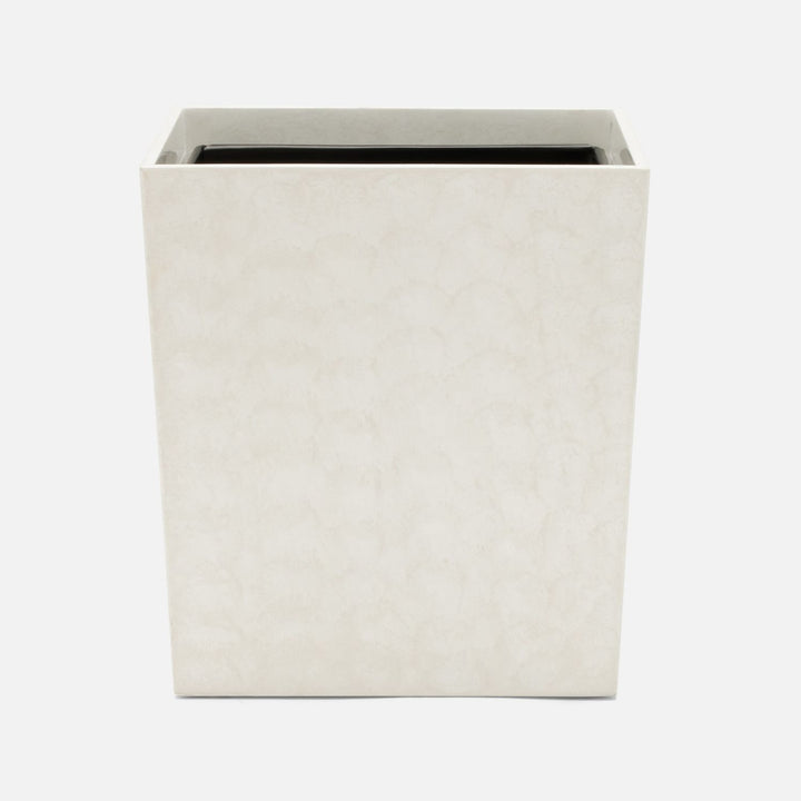 Charlotte, White, Wastebasket, Rectangular Tapered, Burl Resin