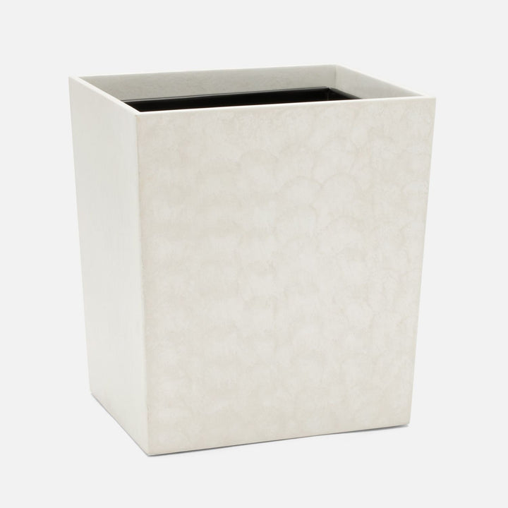 Charlotte, White, Wastebasket, Rectangular Tapered, Burl Resin