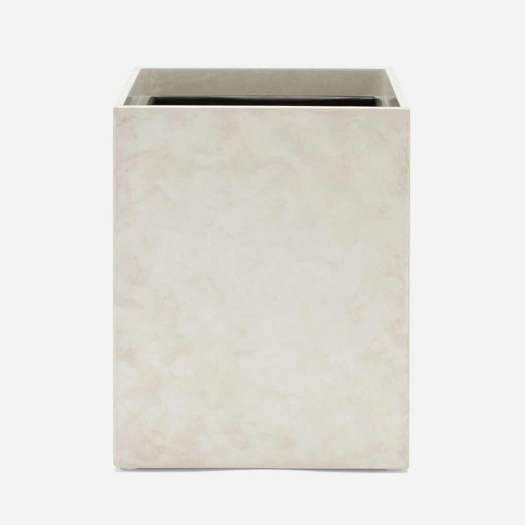 Charlotte, White, Wastebasket, Square Straight, Burl Resin