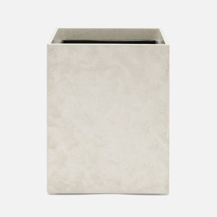 Charlotte, White, Wastebasket, Square Straight, Burl Resin