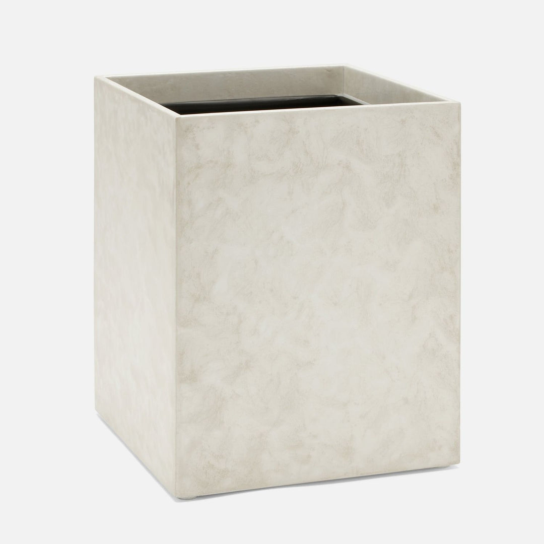 Charlotte, White, Wastebasket, Square Straight, Burl Resin
