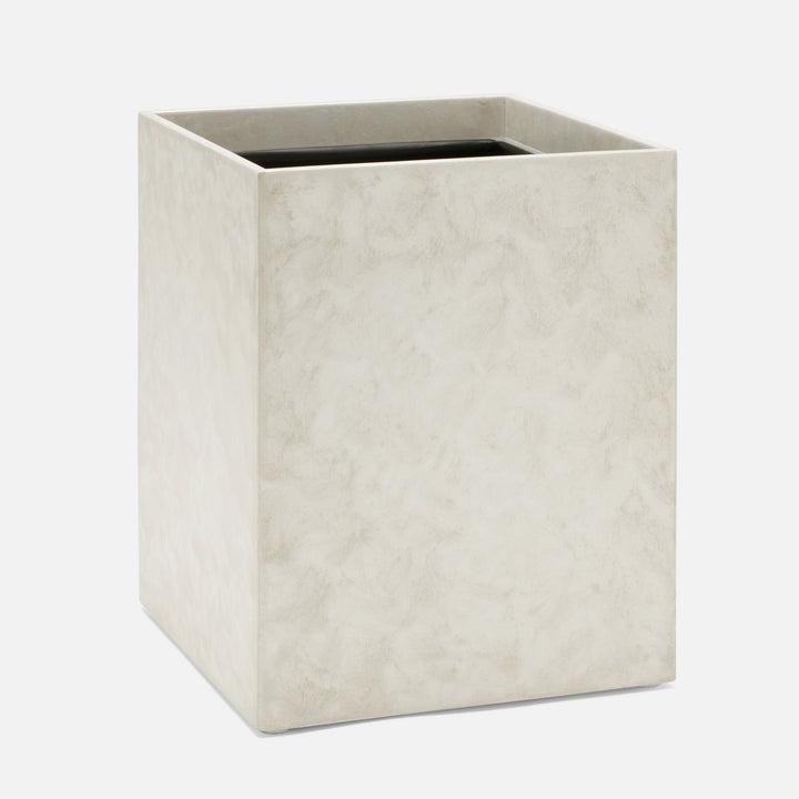 Charlotte, White, Wastebasket, Square Straight, Burl Resin