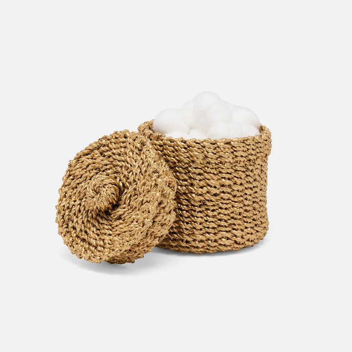 Chelston, Metallic Gold, Canister, Round, Abaca Fiber, S/2
