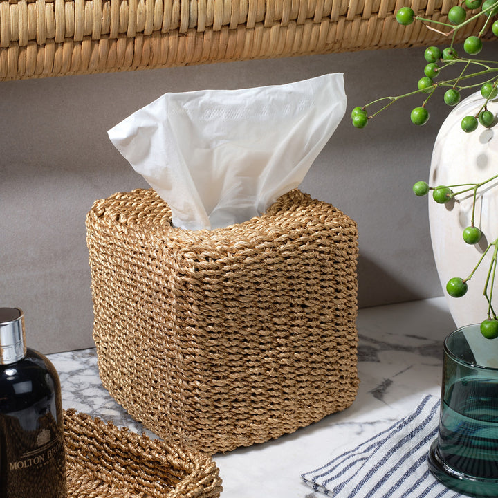 Chelston, Metallic Gold, Tissue Box, Square Straight, Abaca Fiber