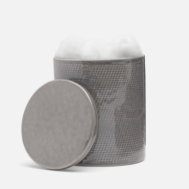 Cordoba, Gray Burlap, Canister, Round, Ceramic
