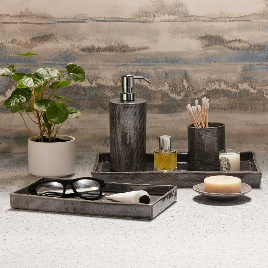Cordoba, Gray Burlap, Canister, Round, Ceramic