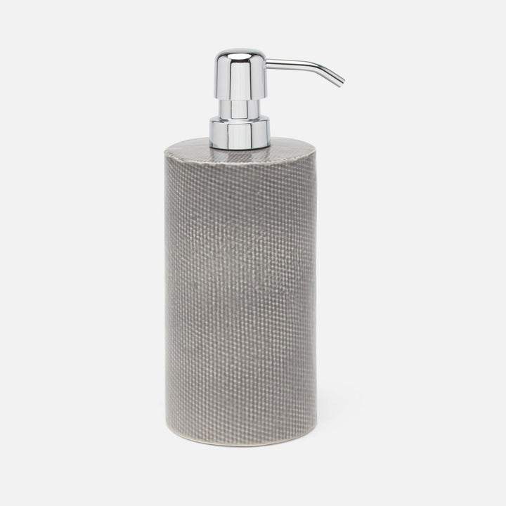 Cordoba, Gray Burlap, Soap Pump, Round, Ceramic