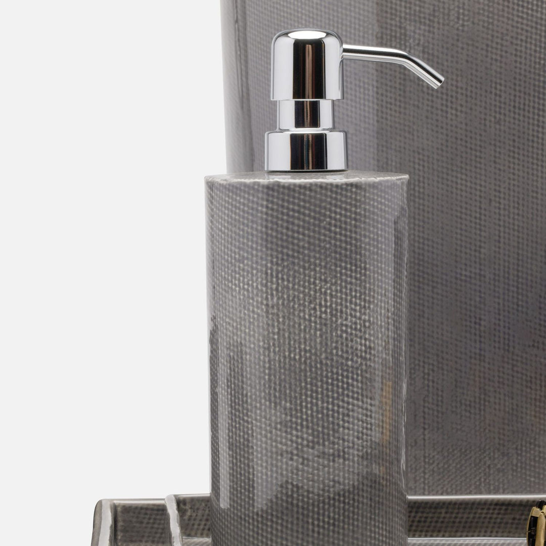Cordoba, Gray Burlap, Soap Pump, Round, Ceramic