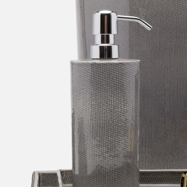 Cordoba, Gray Burlap, Soap Pump, Round, Ceramic