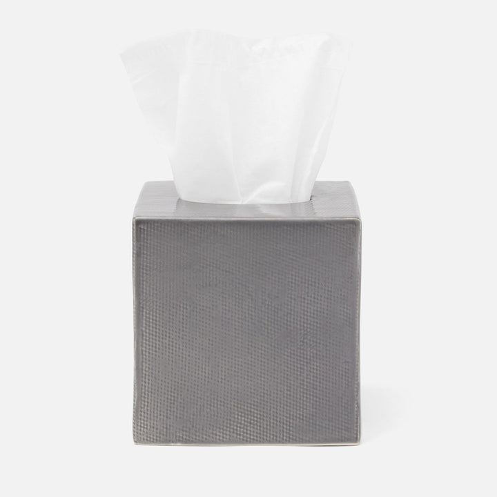 Cordoba, Gray Burlap, Tissue Box, Square, Ceramic