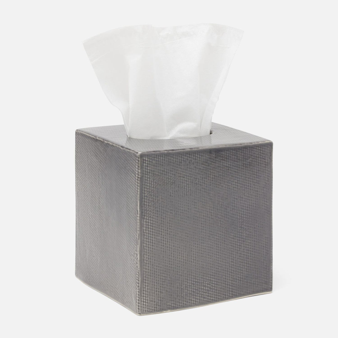 Cordoba, Gray Burlap, Tissue Box, Square, Ceramic