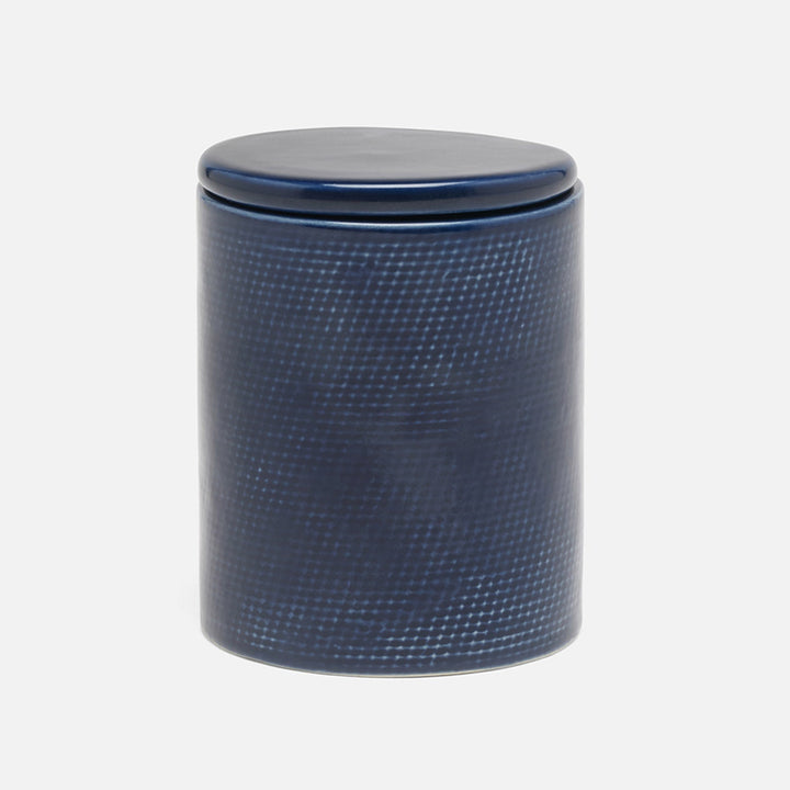 Cordoba, Navy Burlap, Canister, Round, Ceramic