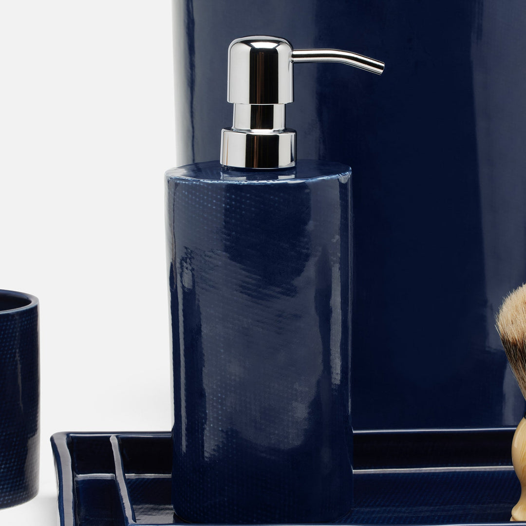 Cordoba, Navy Burlap, Soap Pump, Round, Ceramic