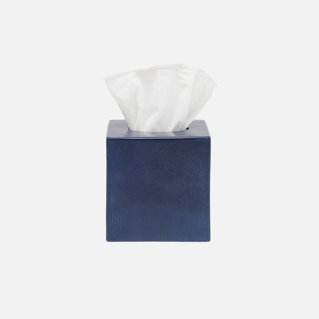 Cordoba, Navy Burlap, Tissue Box, Square Straight, Ceramic