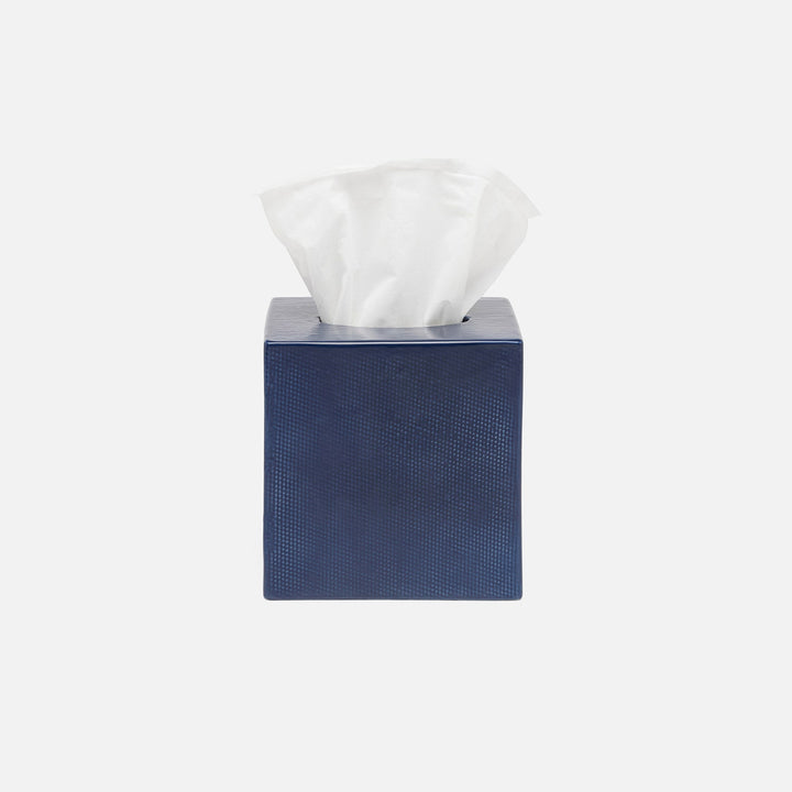 Cordoba, Navy Burlap, Tissue Box, Square Straight, Ceramic