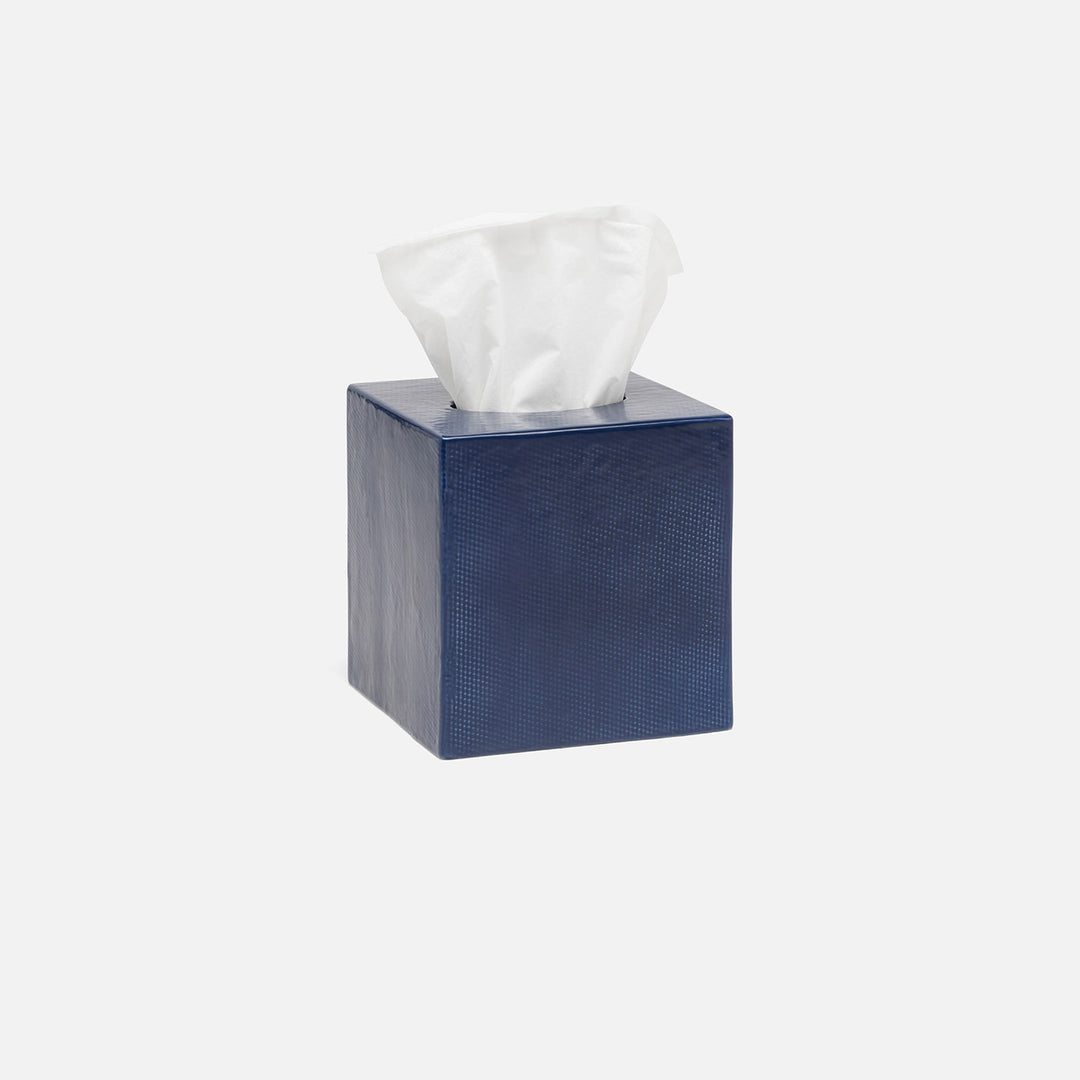 Cordoba, Navy Burlap, Tissue Box, Square Straight, Ceramic